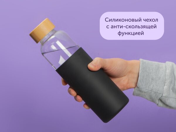 Стеклянная бутылка для воды в силиконовом чехле «Refine» 9