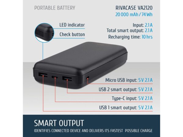 Внешний аккумулятор VA2120, 20000 mAh 17