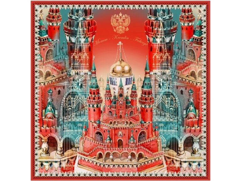 Платок «Кремль - Москва - Фаберже» 15