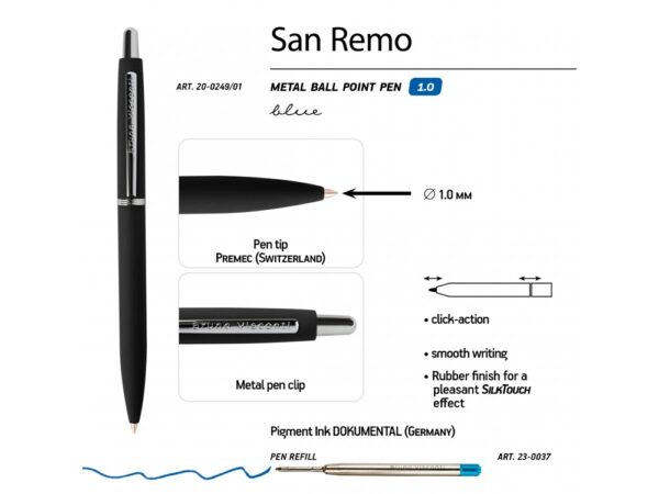 Ручка металлическая шариковая «San Remo», софт тач 3