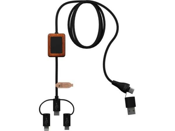 Зарядный кабель из резины и бамбука с поддержкой передачи данных и двойным светящимся логотипом 2