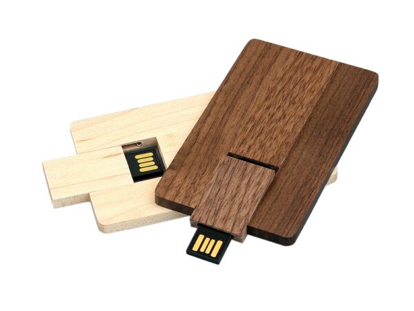 USB 2.0- флешка на 16 Гб в виде деревянной карточки с выдвижным механизмом 4