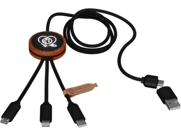 Зарядный кабель 3 в 1 со светящимся логотипом и округлым бамбуковым корпусом 5