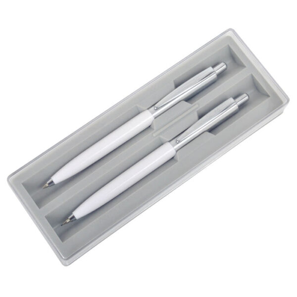 BUSINESS SET, набор: ручка шариковая и карандаш механический, белый/серебристый, металл/пластик 1
