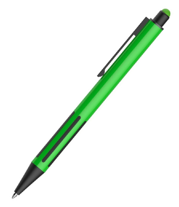 IMPRESS TOUCH, ручка шариковая со стилусом, зеленый/черный, алюминий, пластик, прорезиненный грип 1