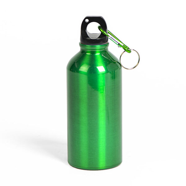 Бутылка для воды "Mento-1", алюминиевая, с карабином, 400 мл., зеленый 1