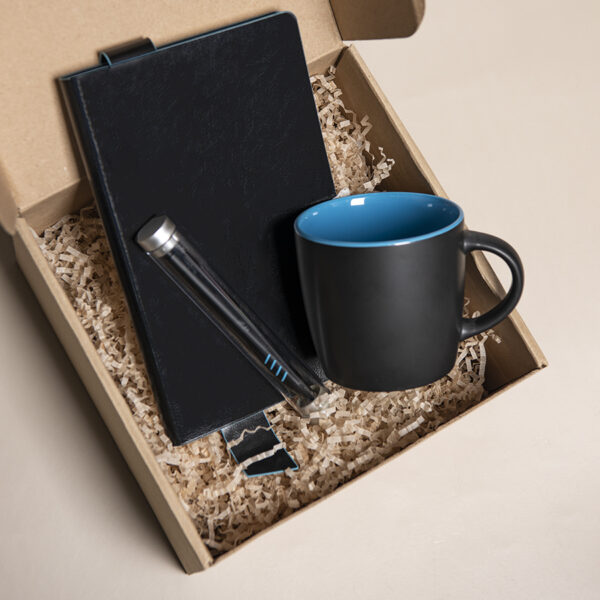Набор подарочный DESKTOP: кружка, ежедневник, ручка, стружка, коробка, черный/голубой 1