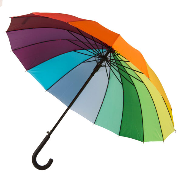 Зонт-трость "Радуга" (полуавтомат), D=110см, 100% полиэстер, пластик, шелкография 1