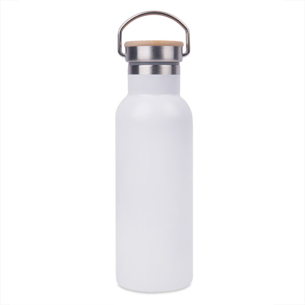 Бутылка для воды DISTILLER, 500мл. белый, нержавеющая сталь, бамбук 1