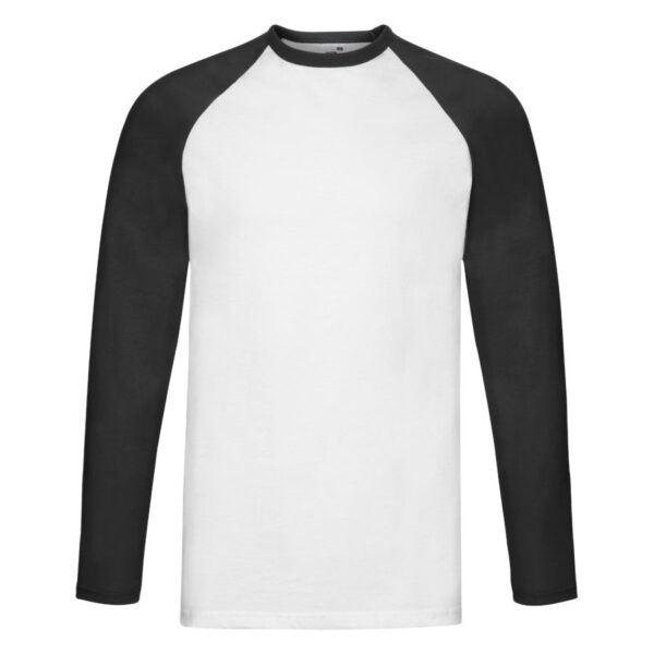 Футболка "Long Sleeve Baseball T", белый с черным_S, 100% х/б, 160 г/м2 1