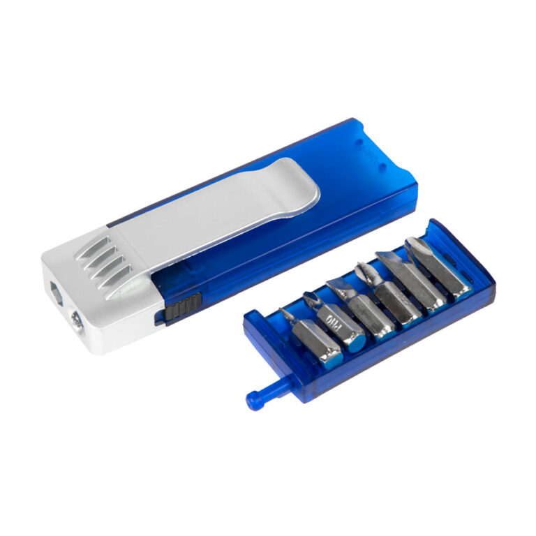 Набор отверток с фонариком; синий с серебристым; 9,8х3,2х1,8 см; тампопечать 31