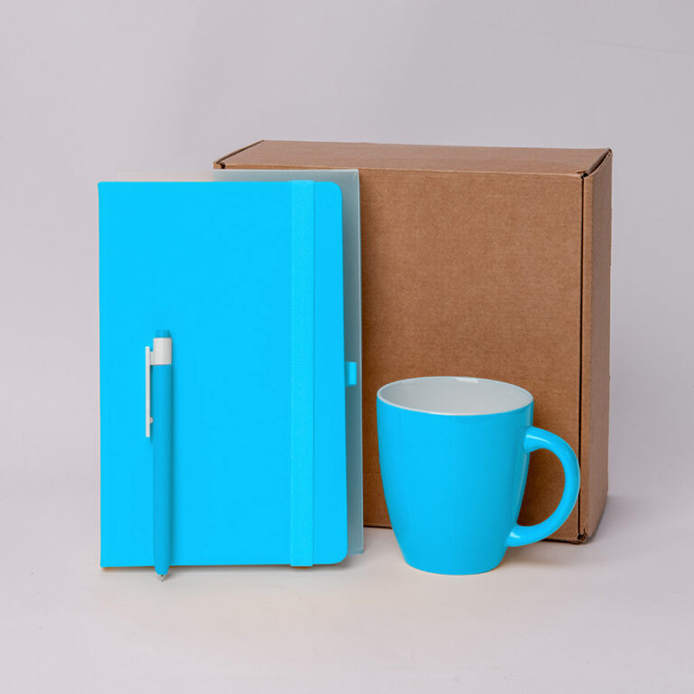 Подарочный набор JOY: блокнот, ручка, кружка, коробка, стружка; голубой 17