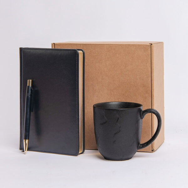 Набор подарочный DARKGOLD: кружка, ручка, бизнес-блокнот, коробка со стружкой 1
