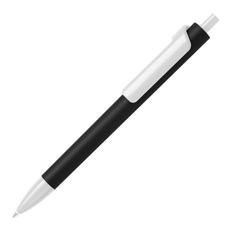 Ручка шариковая FORTE SOFT BLACK, черный/белый, пластик, покрытие soft touch 147