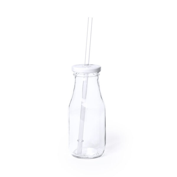 Бутылка ABALON с трубочкой, 320 мл, стекло, прозрачный, белый 1