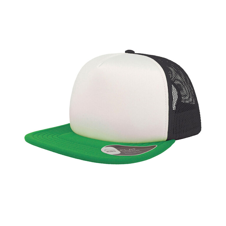 Бейсболка "SNAP 90S", 5 клиньев, пластиковая застежка, зеленый, белый, черный,100 %полиэстер,80 г/м2 1