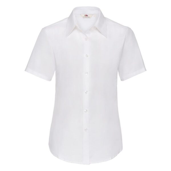 Рубашка "Lady-Fit Short Sleeve Oxford Shirt", белый_XS, 70% х/б, 30% п/э, 130 г/м2 1