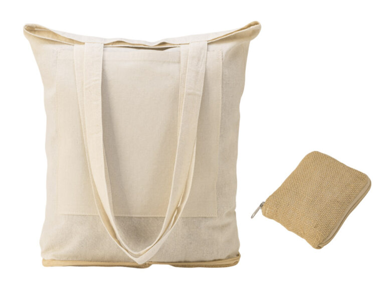 Складная сумка Jute из хлопка и джута с карманом 7