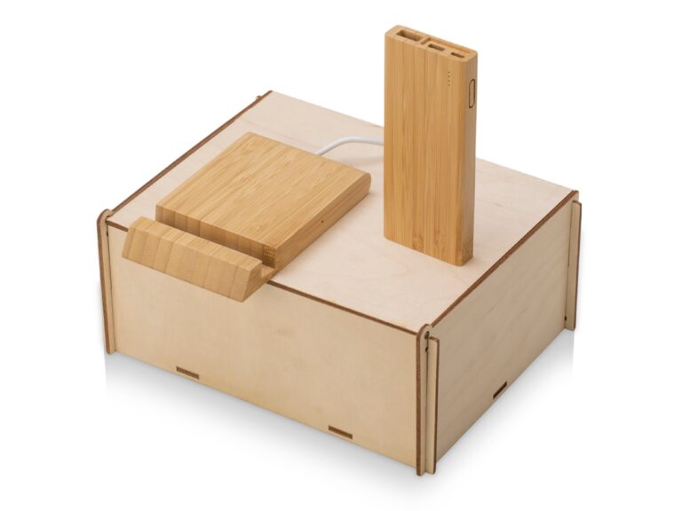 Подарочный набор с БЗУ и внешним аккумулятором «Bamboo Set» 1