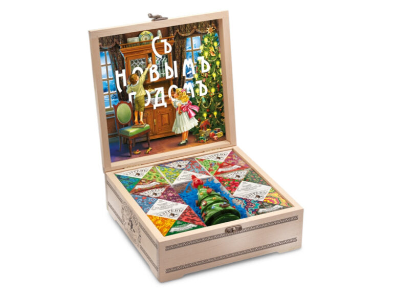 Подарочный набор "Народы России" с чаем и вареньем в деревянной шкатулке без лого 9