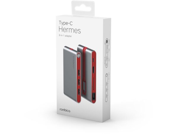Хаб 8-в-1 Type-C «Hermes», USB 3.0 x 3, Type-C PD, HDMI, LAN, картридер 5