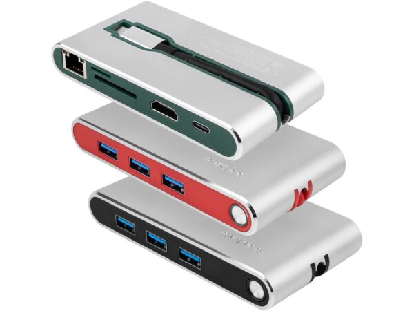Хаб 8-в-1 Type-C «Hermes», USB 3.0 x 3, Type-C PD, HDMI, LAN, картридер 4
