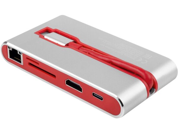 Хаб 8-в-1 Type-C «Hermes», USB 3.0 x 3, Type-C PD, HDMI, LAN, картридер 3