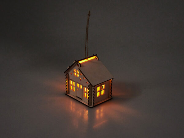Деревянная подвеска на елку с подсветкой «Lumihut» 2