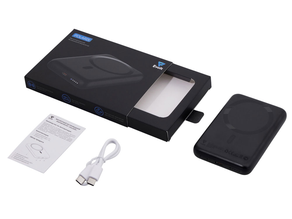 44127d4f4974ee3b.jpg Магнитный внешний беспроводной аккумулятор «Polarix», QC/PD, 10000 мАч 2