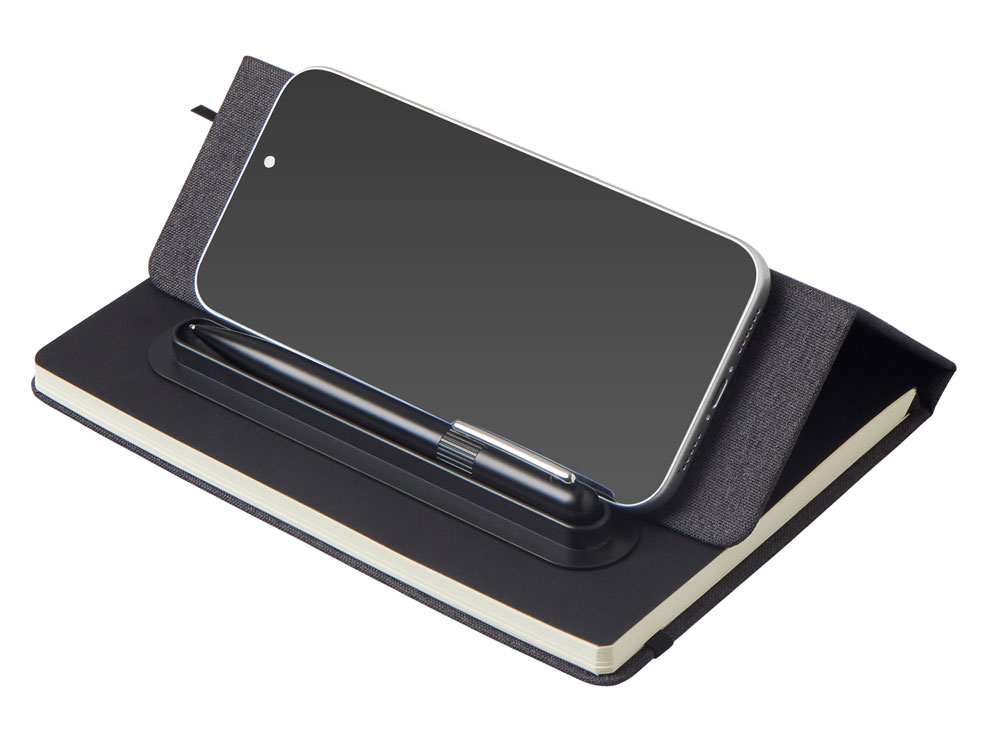 185dcf525257b807.jpg Блокнот А5 «NotaBene» с металлической шариковой ручкой и подставкой для телефона 2