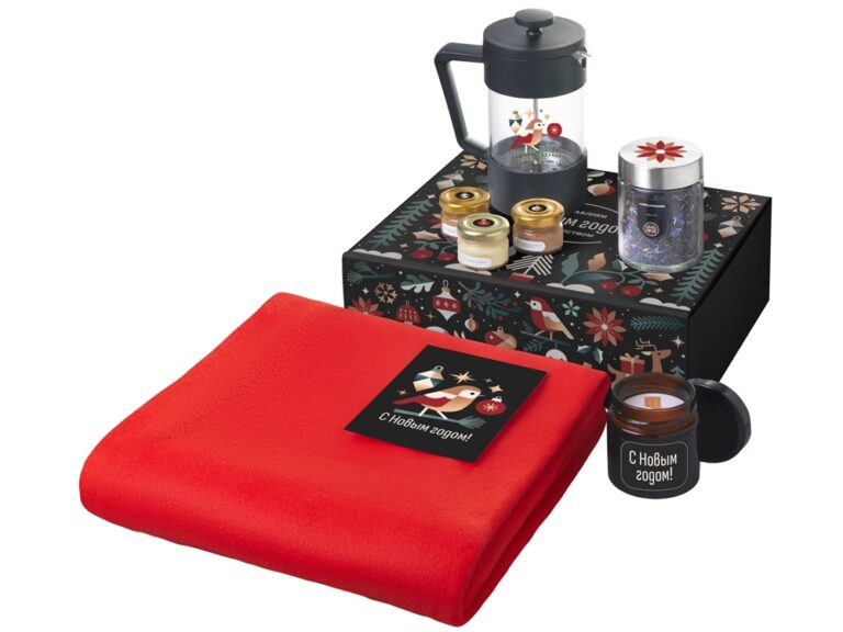 Подарочный набор «Re:Moments» с пледом, френчпрессом и медом 25