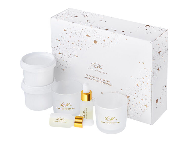 Набор для создания 2-х ароматических свечей: амбра и табак/маракуйя, сандал и пачули 1031