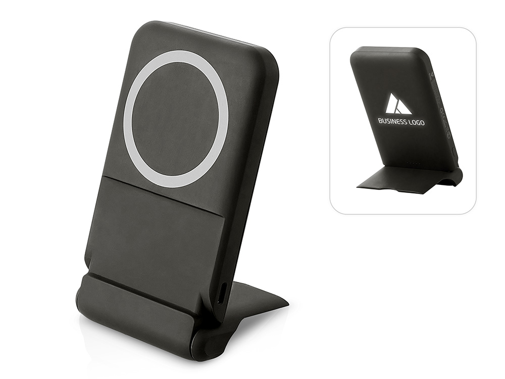 eac1c778a8465bb5.jpg Беспроводной внешний аккумулятор с подсветкой лого и подставкой «Magflash», 10000 мАч, 15 Вт 1