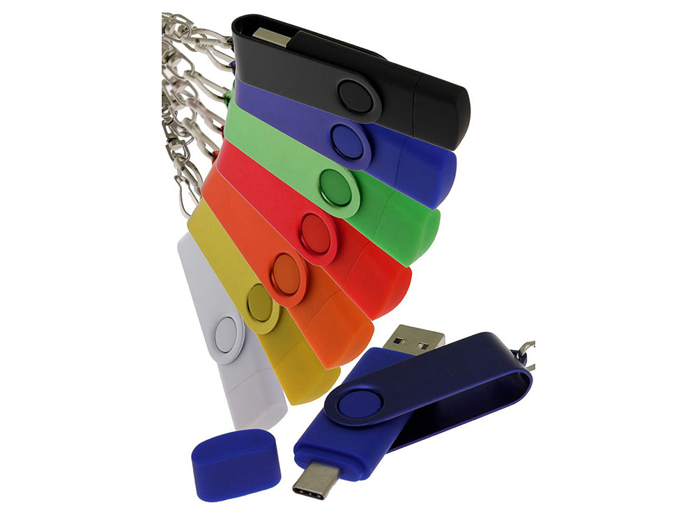 9ff6d996c8210473.jpg USB 2.0- флешка на 16 Гб с поворотным механизмом и дополнительным разъемом Type-C 5