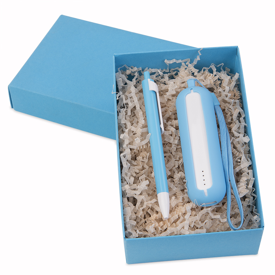 04792292-b320-11e7-942e-00155d640301 Набор SEASHELL-1:Универсальный аккумулятор(2000 mAh) и ручка в подарочной коробке,голубой, шт 1