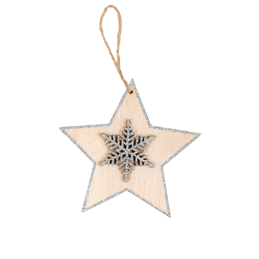 33b49dba-4fba-11e9-945a-00155d640301 Украшение новогоднее "Shine bright", 10*8 cм, фанера, бежевый, серебро 1