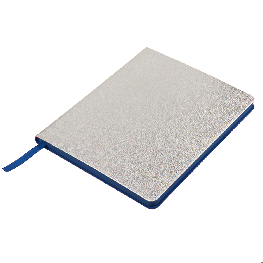 92302be5-6675-11e8-9441-00155d640301 Ежедневник недатированный Arti, B6+, серебристый, кремовый блок, синий обрез 1