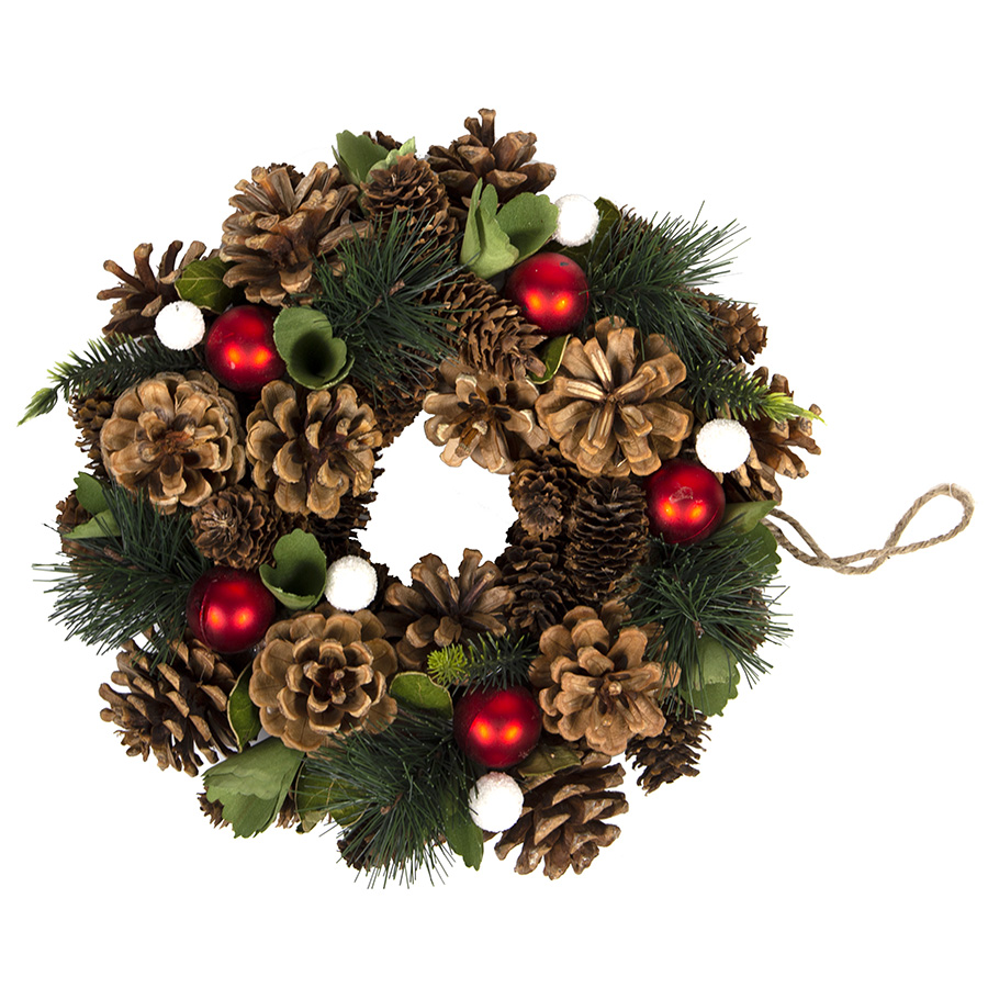 bccbe482-35b8-11e9-9459-00155d640301 Новогодний венок "New Year", диаметр 22 см, пластик, дерево, зеленый 1