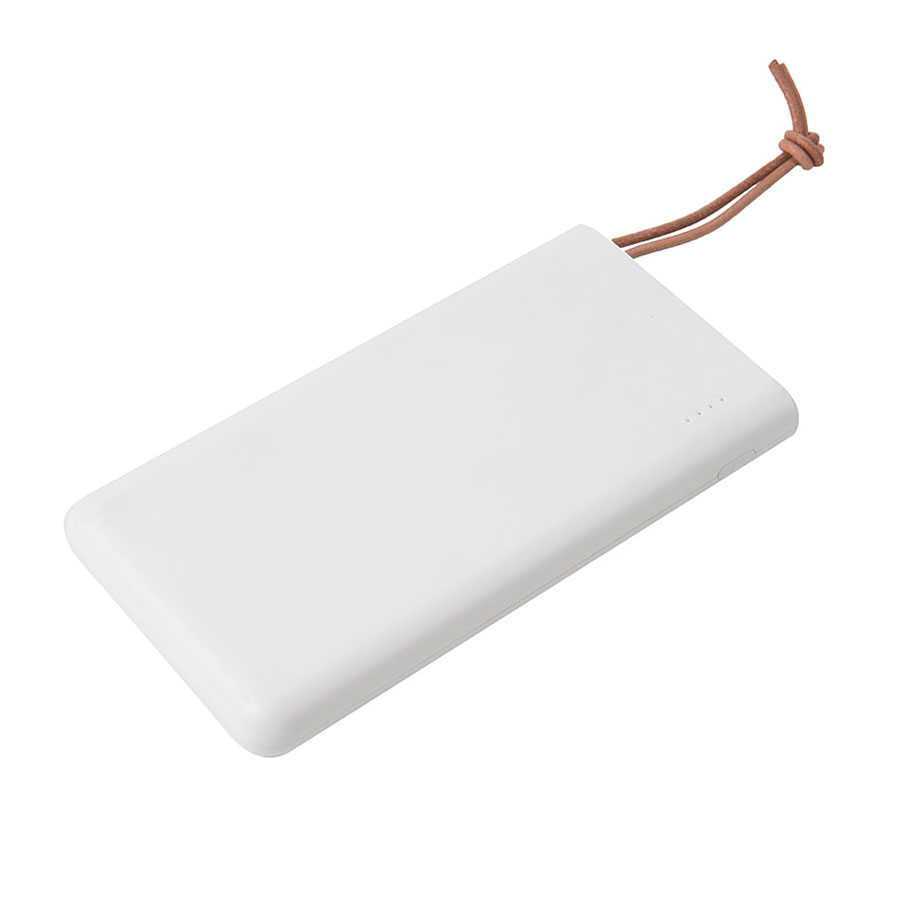 d10e26b2-3120-11e9-9459-00155d640301 Универсальный аккумулятор STRAP (10000mAh), белый с коричневым, 6,9х13,2х1,5 см, пластик, шт 1