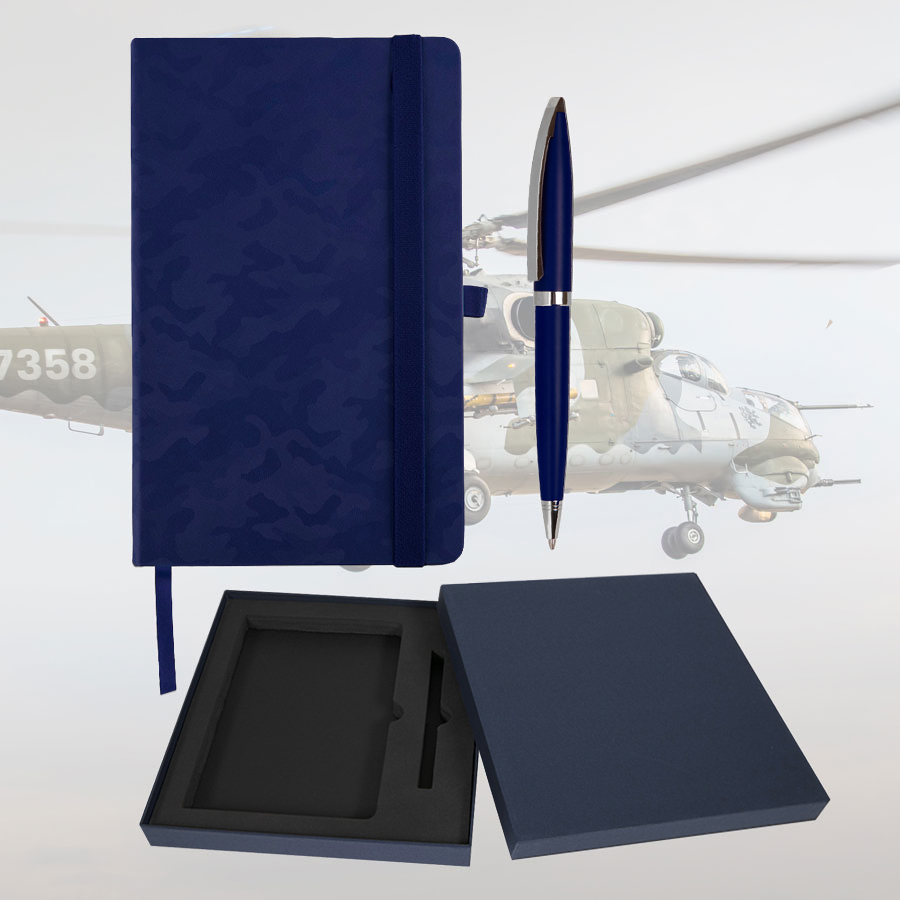 Presentation23 Набор подарочный WARRIORSTYLE: бизнес-блокнот, ручка, коробка подарочная, темно-синий 1