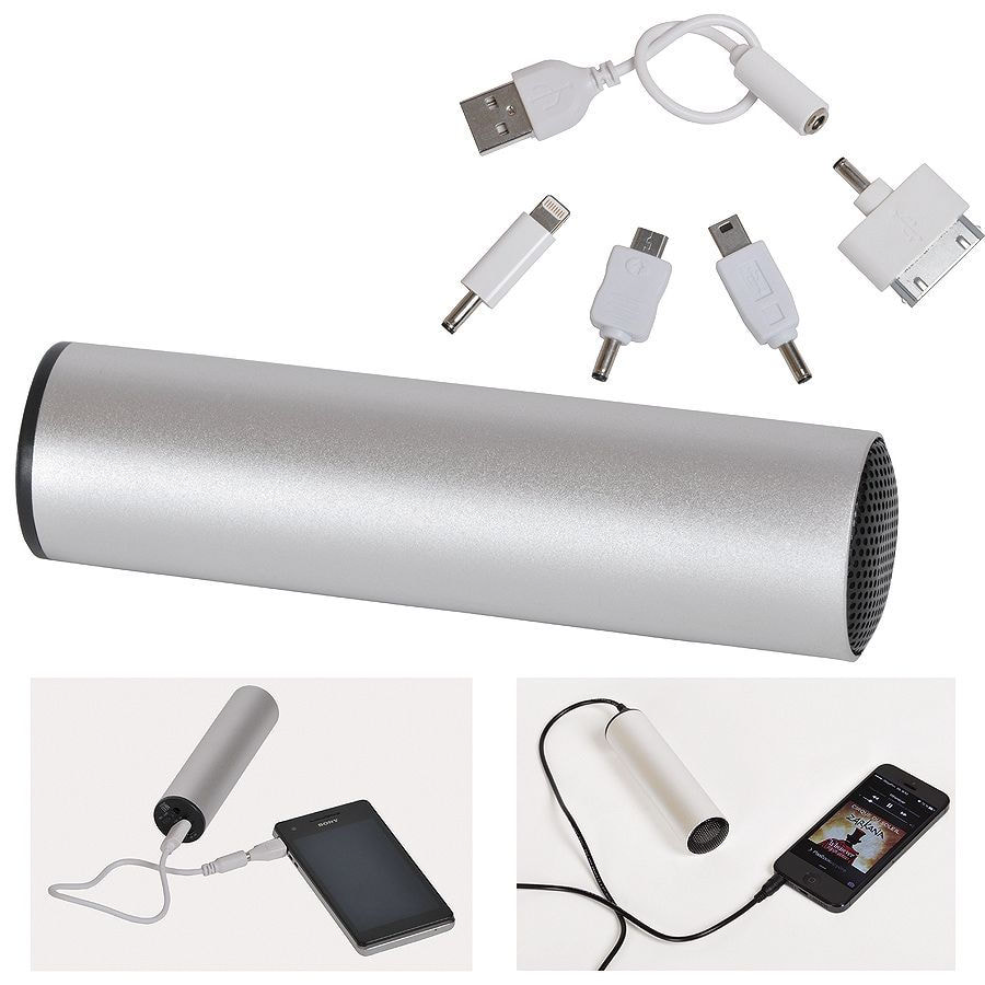 f3103f05-46df-11e3-afe3-18a9053c0de9 Колонка проводная "Soundcheck" с пауербанком 2200mA с набором переходников 1