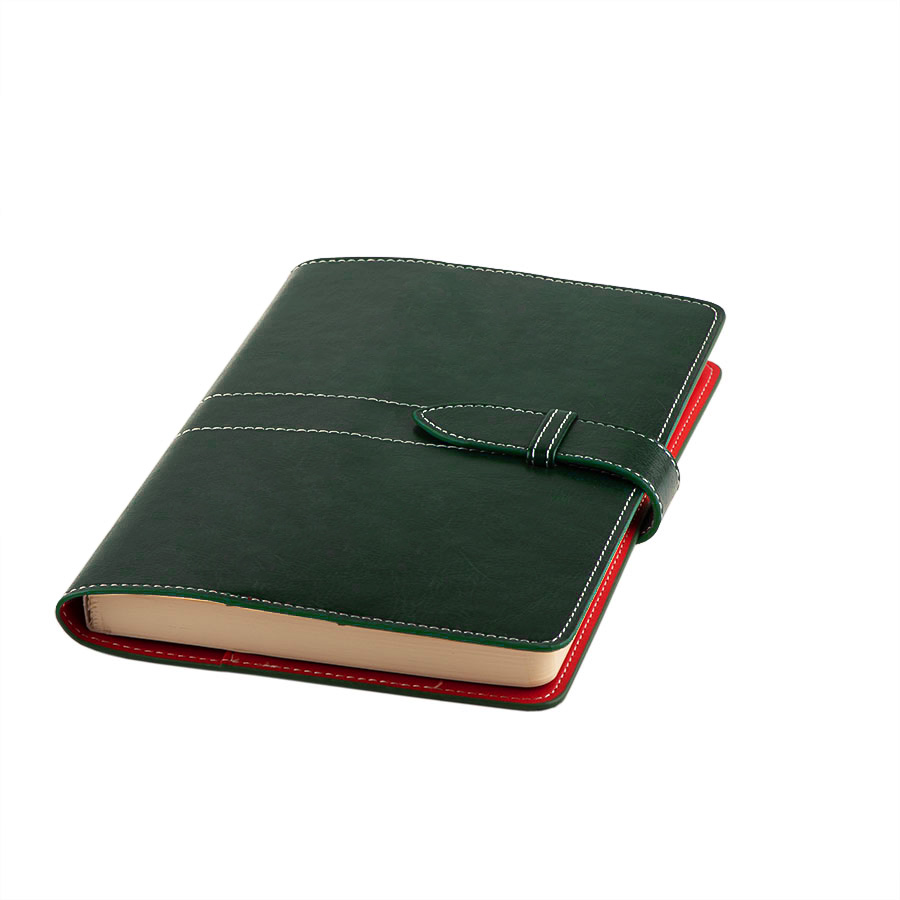 fa80c7da-7611-11e9-945f-00155d640301 Ежедневник-портфолио недатированный Holder, А5, зеленый/красный, кремовый блок, без обреза 1