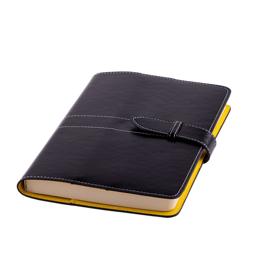 fa80c7ee-7611-11e9-945f-00155d640301 Ежедневник-портфолио недатированный Holder, А5, черный/желтый, кремовый блок, без обреза 1
