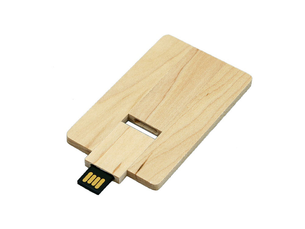 ccf174df2d7f386a.jpg USB 2.0- флешка на 16 Гб в виде деревянной карточки с выдвижным механизмом 2